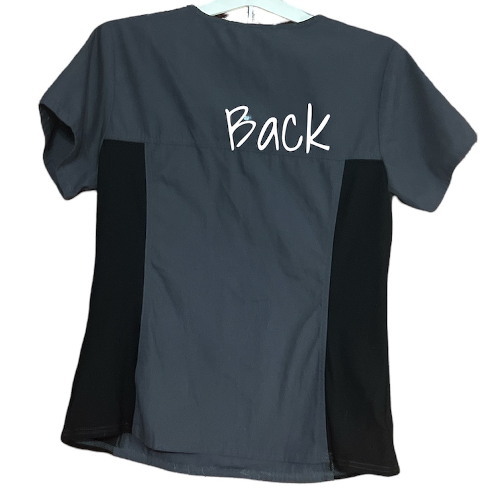 🌸3/$30🌸 EUC CHEROKEE FLEXIBLES MEDIUM GRAY/BLACK SCRUB TOP - Picture 2 of 3